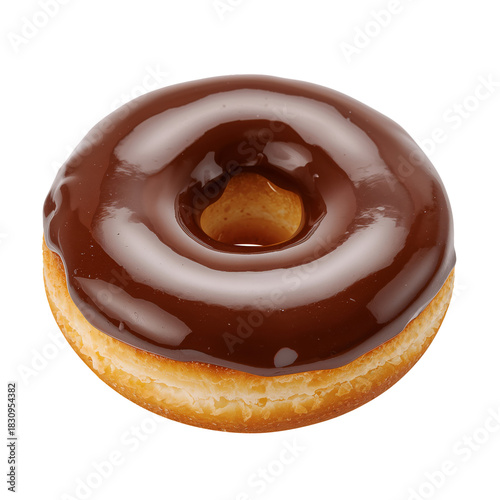 Chocolate Donut With Glossy Icing on a Plain Background, Perfect for a Sweet ...