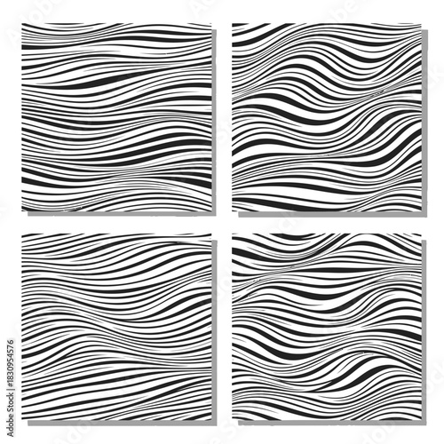 Abstract line pattern collection creating harmonious and modern visual rhythms using flowing dark