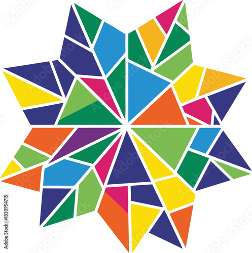 Abstract geometric composition featuring a vibrant mix of primary and secondary colors presented in a clean modern vector design suitable for diverse graphic applications