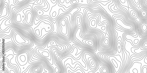 Abstract topographic contours map background. Topographic map and landscape terrain texture grid. Modern design with White background with topographic wavy pattern design. Black-white background.