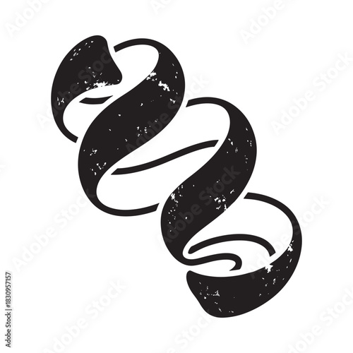 Abstract black ribbon swirl with textured grunge effect