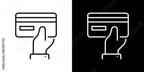 Credit Card Icon With Rupee Currency Symbol. Fresh Line Design Built For Creative Flexibility In Light And Dark Versions.