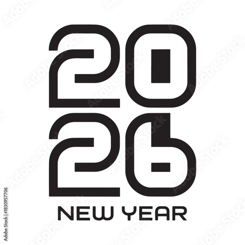 Bold black and white 2026 new year graphic
