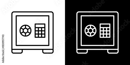 Safe Box Icon With Rupee Currency Symbol. Fresh Line Design Built For Creative Flexibility In Light And Dark Versions.