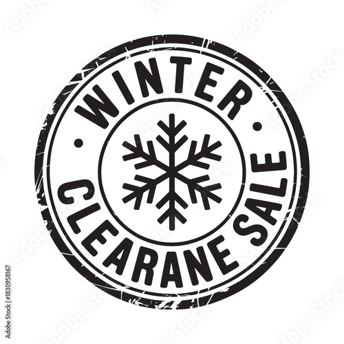 Winter clearance sale stamp with snowflake icon