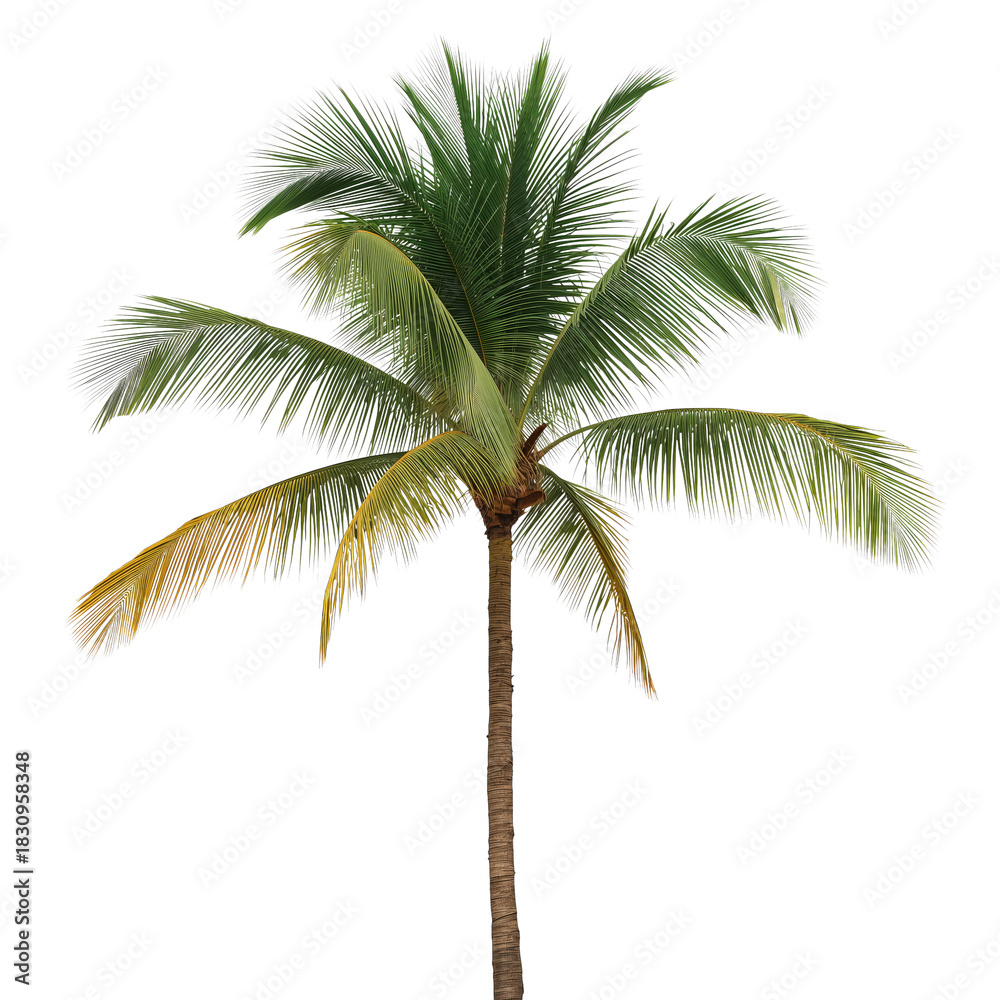 Obraz premium Tall Palm Tree With Lush Green Fronds in Bright Sunlight at a Tropical Location