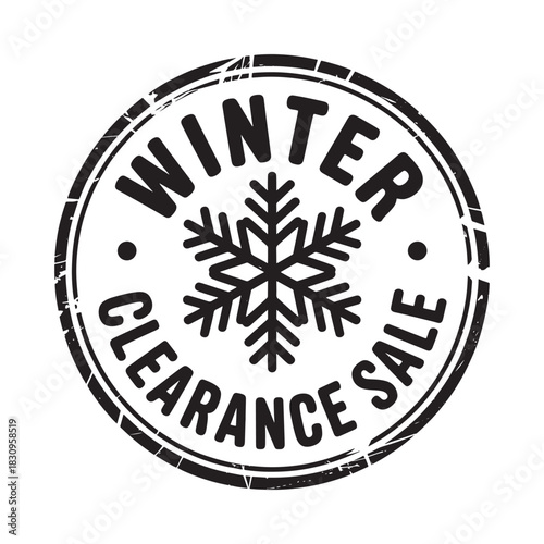 Winter clearance sale stamp with snowflake icon