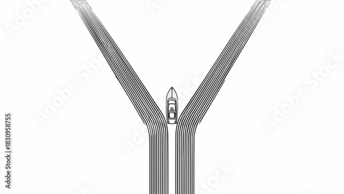 Abstract metallic zipper opening with clean white background.