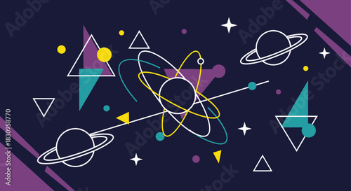 Abstract geometric composition with vibrant color palette featuring red green blue yellow cyan and magenta elements rendered in cmyk and grayscale suitable for modern graphic design projects