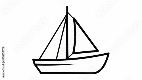 Simple black and white line art drawing of a sailboat.