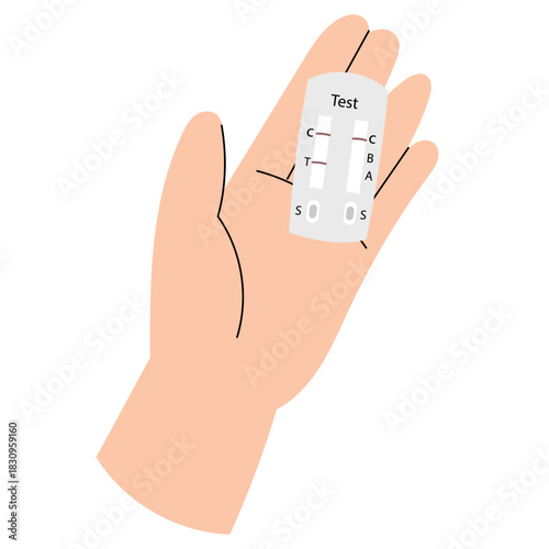 Hand holding a rapid test cassette. Medical diagnostics, quick health testing, and healthcare concept in minimal clean design