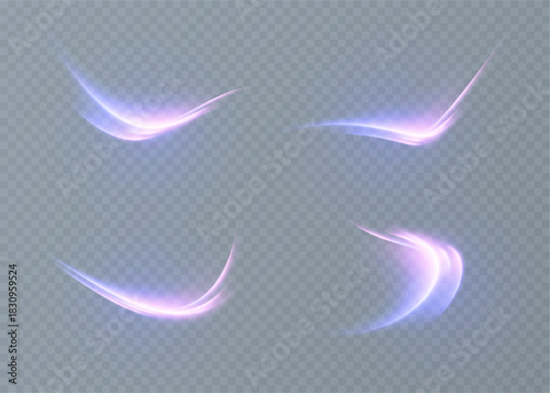 A blue-violet curved streak of light, resembling a swift magical strike, on a light, transparent background; an arcing glow for spell effects in the game interface.