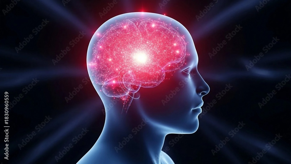 Obraz premium Human brain glowing with neural activity concept