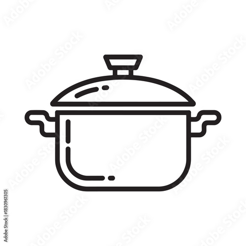 Simple line art icon of a cooking pot with lid