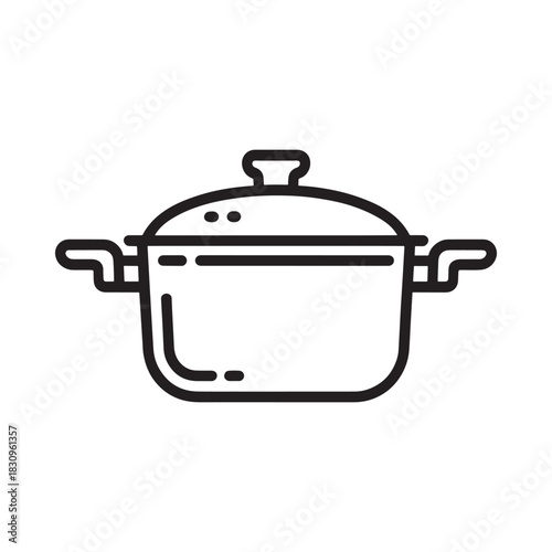 Simple line art icon of a cooking pot with lid