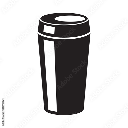 Black silhouette of a tall coffee cup with lid