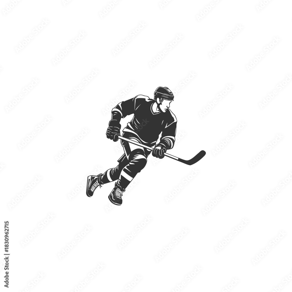 Fototapeta premium hockey player silhouette and ice hockey player silhouettes icon