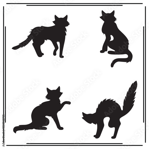 cat  silhouette, cat  illustration , cat  clipart, cat vector , cat icon , black cat , cat  illustration on white background, cat  vector illustration , 						