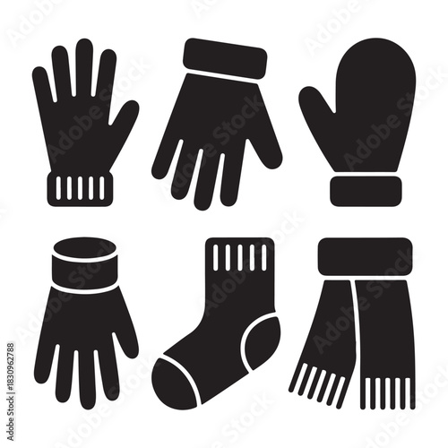 Gloves socks Scarf silhouette vector illustration