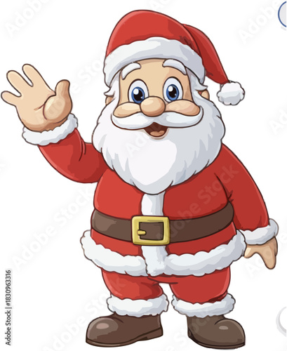 Cute Santa Claus Waving – Christmas Cartoon Illustration