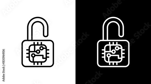 Padlock White Icon Set Vector 