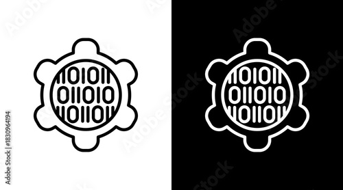 Binary Code White Icon Set Vector 