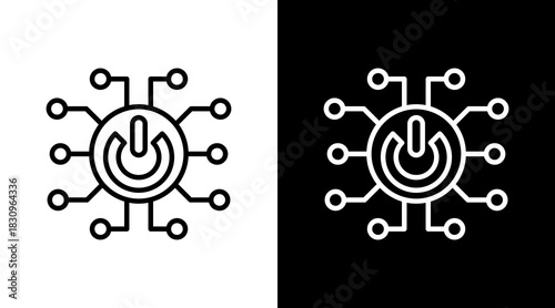 Power White Icon Set Vector 