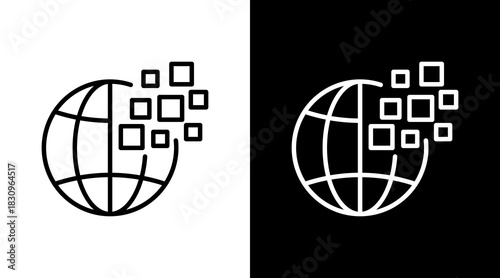 Digital White Icon Set Vector 