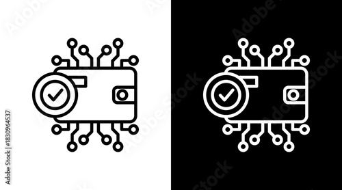 Wallet White Icon Set Vector 