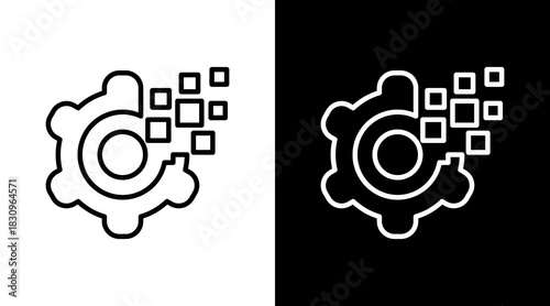 Gear White Icon Set Vector 