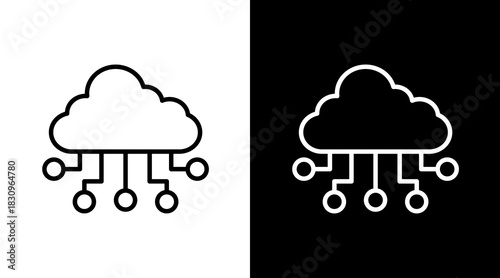 Cloud Computing White Icon Set Vector 