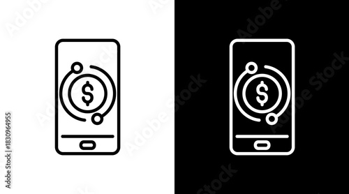Digital Money White Icon Set Vector 