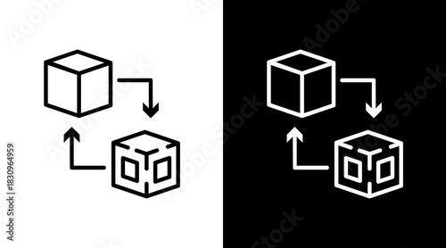 Digital Twin White Icon Set Vector 