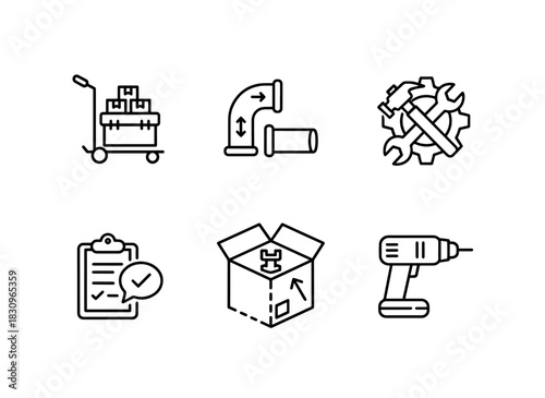 Maintenance Cart Replacement Pipe Repair Tools Service Request Spare Parts Icons