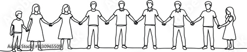 Diverse group holding hands unity and connection concept art