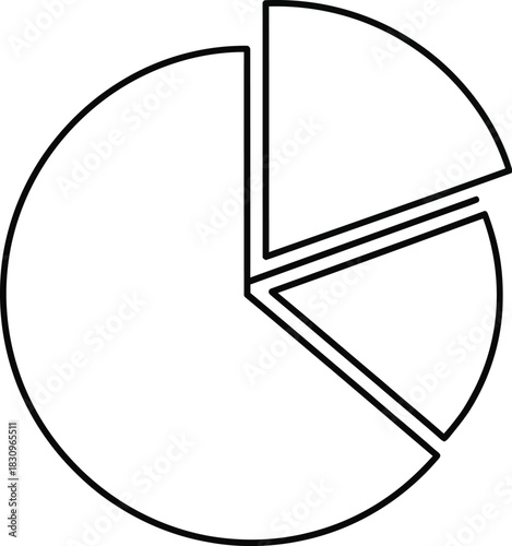 Simple black and white pie chart showing data distribution