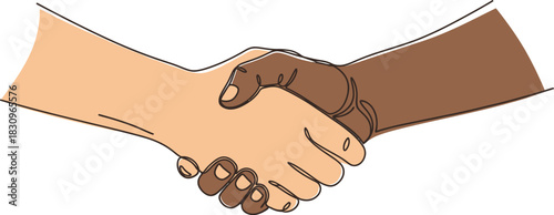 Diverse hands in handshake showing unity and agreement
