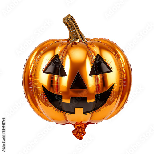 Festive Halloween Pumpkin Balloon in Bright Orange Color With Smiling Face De...