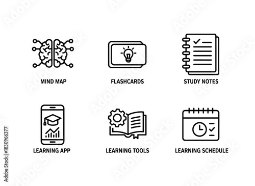 Mind Map Flashcards Study Notes Learning App Learning Tools Learning Schedule Icon Set