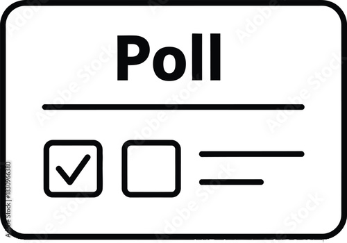Simple poll icon with a checkmark in a box on white background