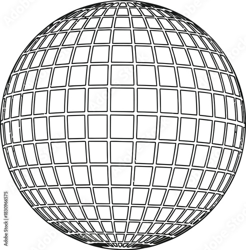 Wireframe globe illustration on a clean white background