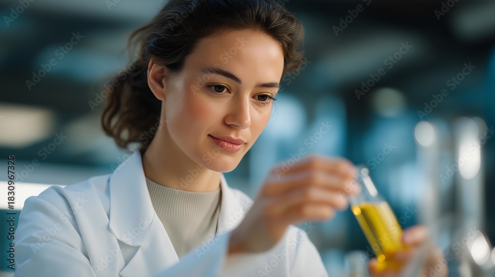 Fototapeta premium A scientist working with fermented food cultures in a clean lab, monitoring pH changes and bacterial activity linked to gut benefits — fermentation science, probiotic innovation, and evidence-based