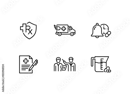 Pharmacy Signboard Pharmacy Delivery Medicine Reminder Medical Prescription Icon Set