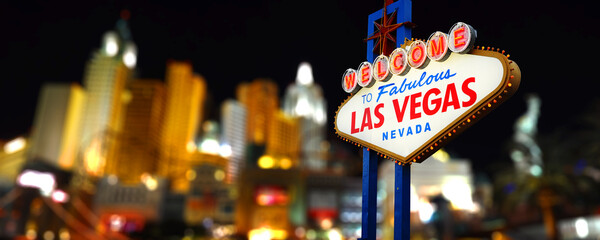Keuken achterwand Las Vegas Fabulous Las Vegas bord bij nacht  © somchaij