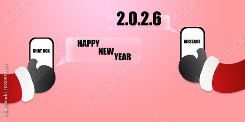Illustration celebrating the New Year with a chat box concept
