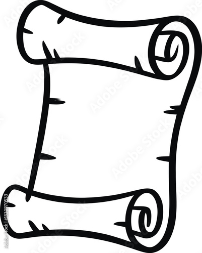 Vintage aged paper scroll illustration with a classic historical and antique feel for design projects