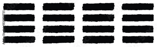 Black brush strokes vector illustration, abstract grunge texture on white background. Artistic design element, paint smear, ink splatter, creative graphic element.