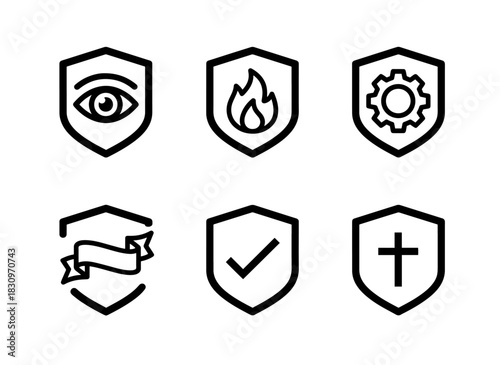 Shield with Shield Eye Shield with Shield Flame Shield with Shield Animal Icon Pack