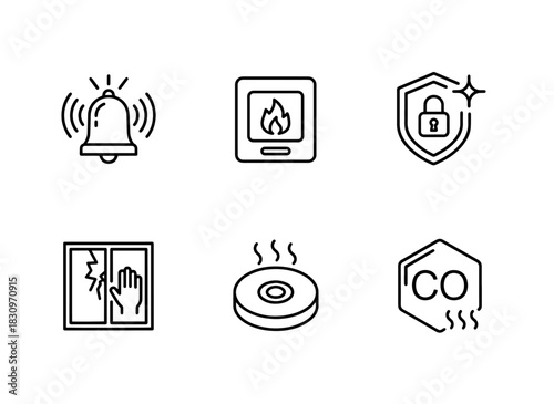 Siren Fire Alarm Security Alarm Burglar Alarm Smoke Detector Carbon Monoxide Detector Icon Set