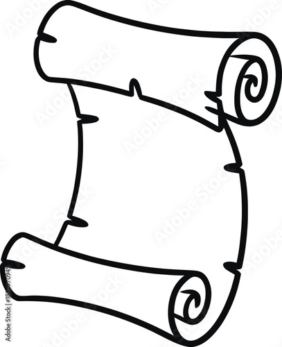 Vintage rolled parchment document illustration with aged texture and handwritten script elements